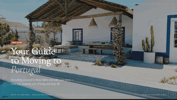 The free Move to Portugal guide open on a laptop